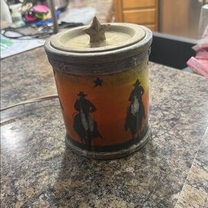 Cowboy Silhouette Wax Burner - Orange and Black